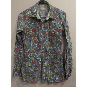 Women's collared pearl button snap Western style floral shirt by Tin Haul size M